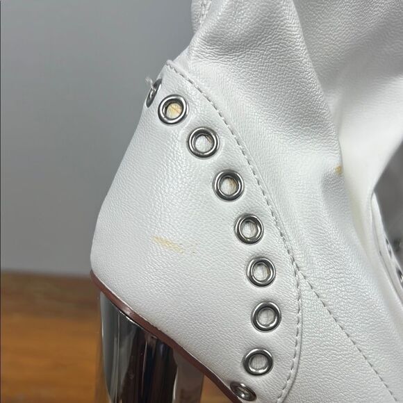 Wild Diva Elegant White Studded Women's Boots - Picture 7 of 9